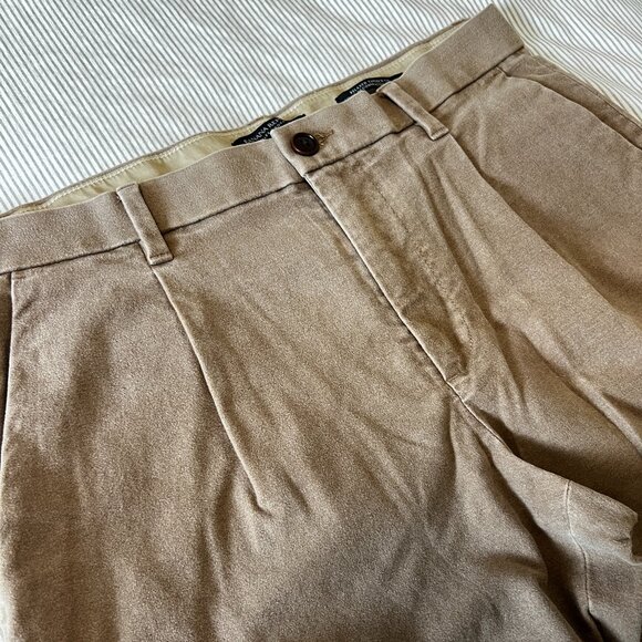 Banana Republic Beige Pleated Trouser - Moleskin Cotton Size 31 S Men - Picture 1 of 10